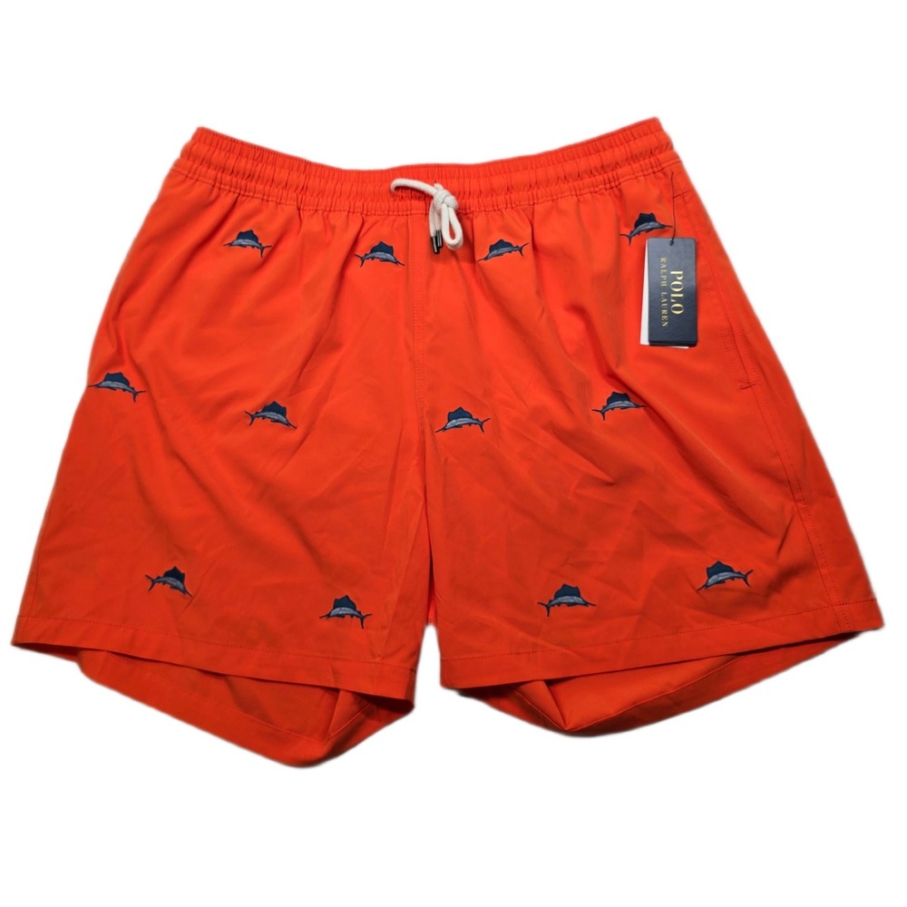 Polo Ralph Lauren Sailfish Swim Trunks Mens 2XL Sailing Orange Mesh-Lined‎ NEW